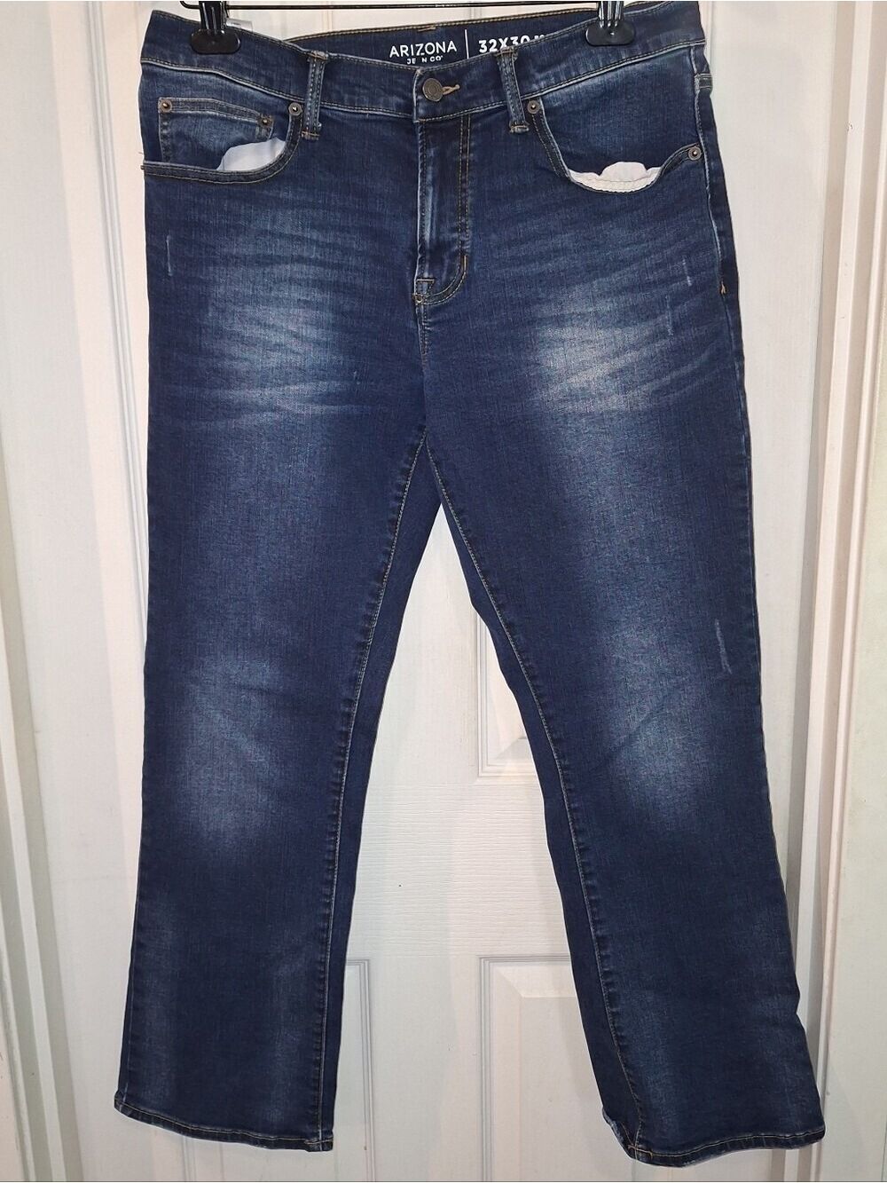 Arizona Jean Company Mens Dark Blue Straight Jeans Size 32x30